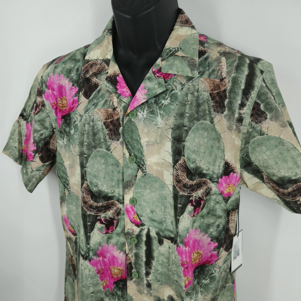 Lost Enterprises Mens Medium Desert Serpiente Cotton Button Up Shirt